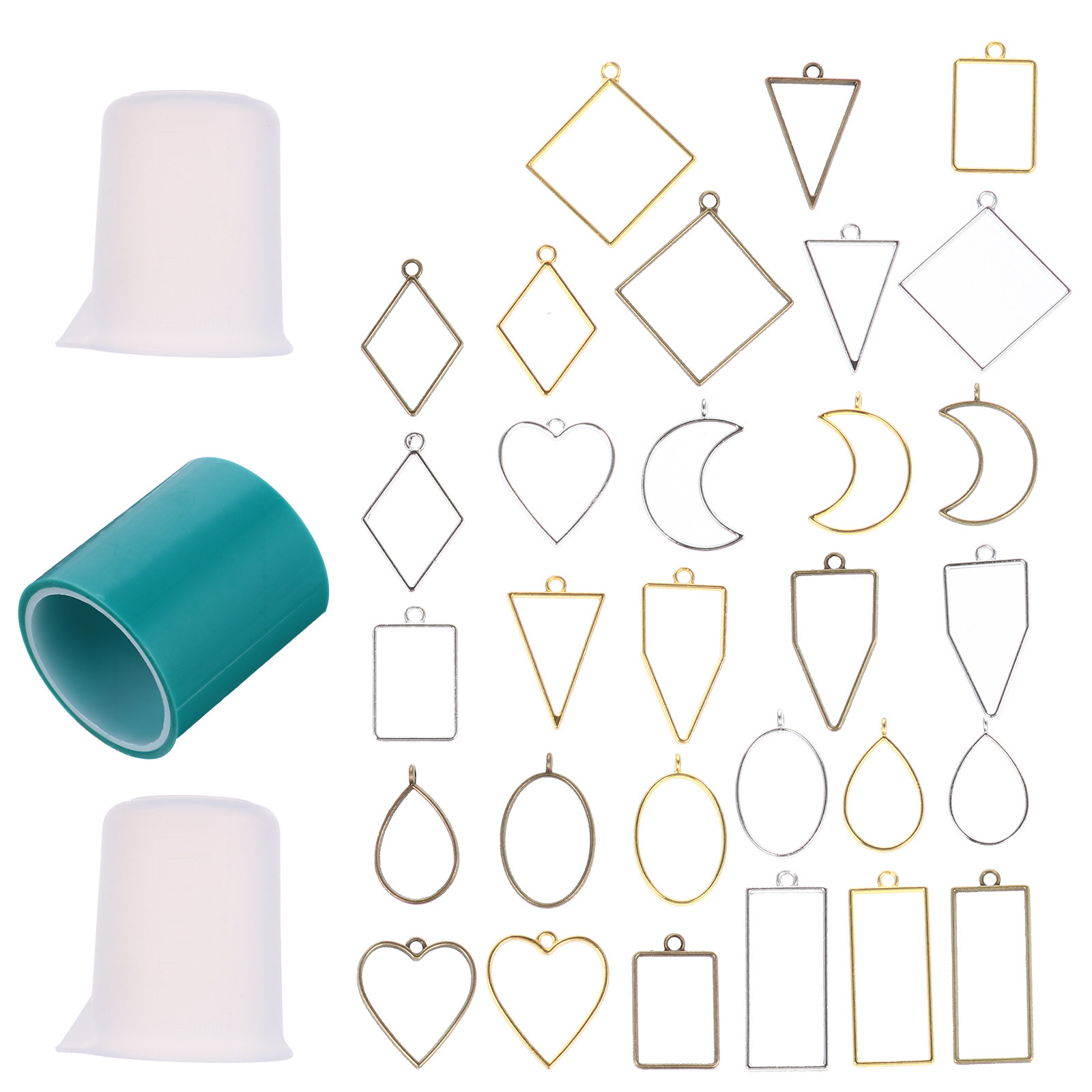Resin Jewelry Kit - 33개입 금속 장식 펜던트 세트, 레진
