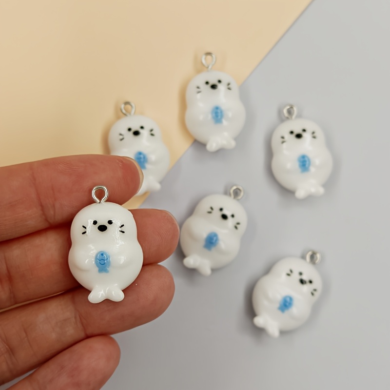 Resin Craft Supplies - 6개입 레진 물고기 및 바다표범 펜던트,