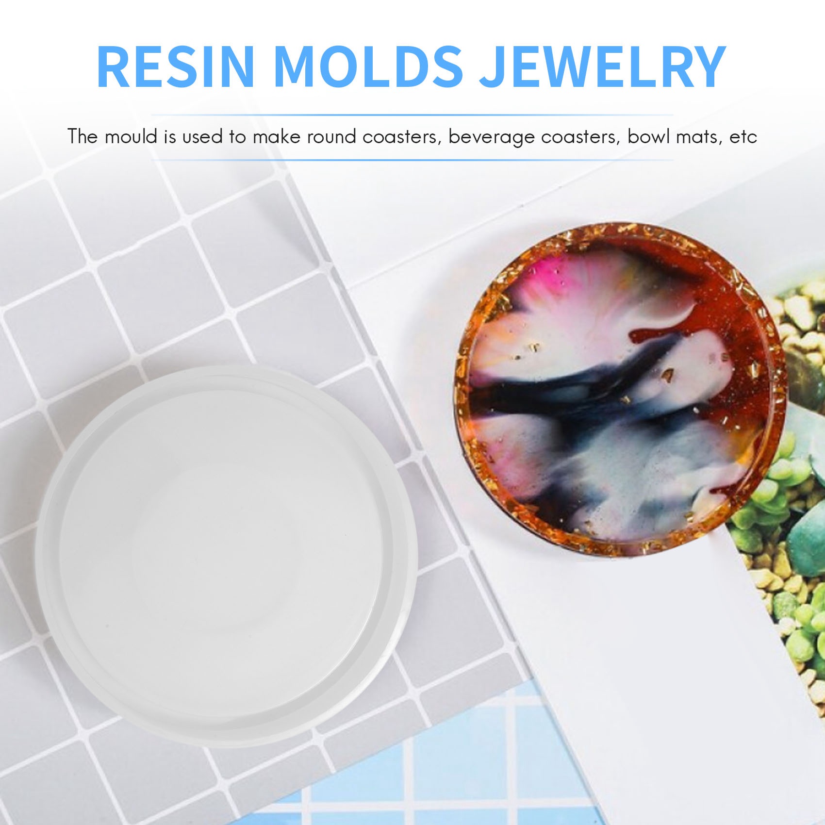 Coaster Mold Round - 4 팩 큰 Diy 라운드 코스터