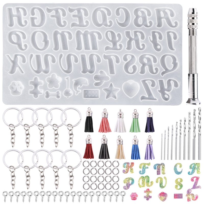 Resin Jewelry Kit - 알파벳 키 체인 금형 알파벳 수지