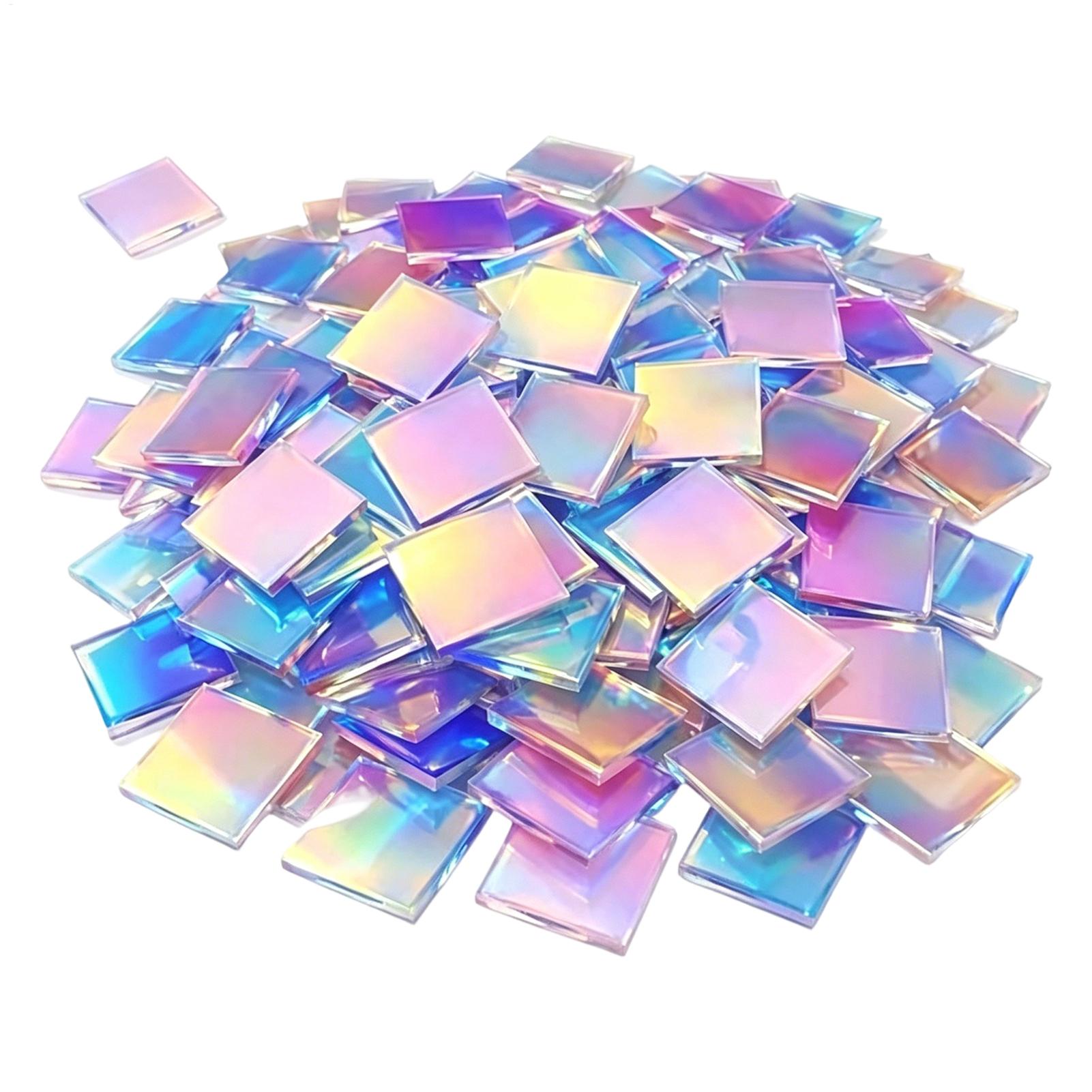 Resin Craft Supplies - 미니 아크릴 시트 100개 무지개 홀로그램