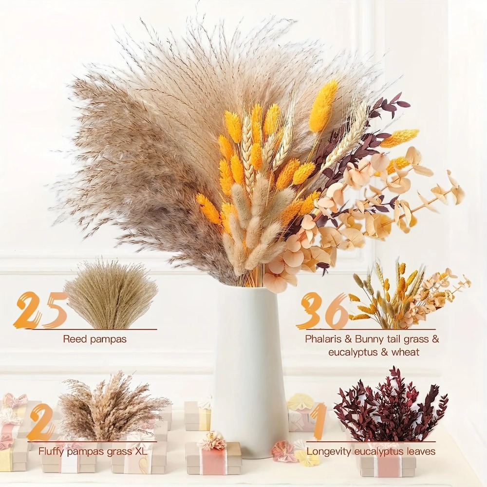 80 조각 자연 말린 꽃 꽃다발 홈 인테리어 팜파스 리 - Dried Flower Bulk 리뷰 및 가격