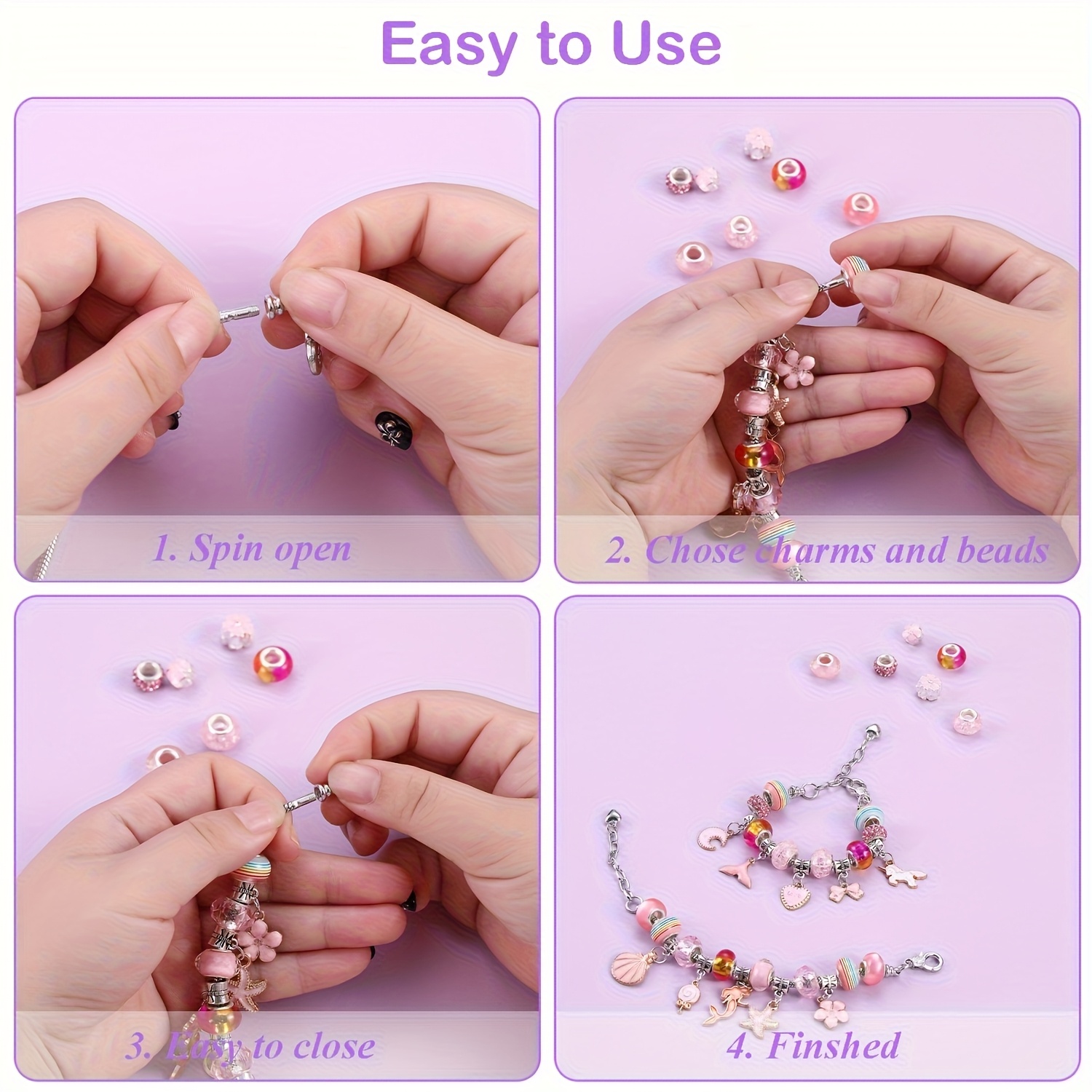 보라색 보석 상자와 핑크색 장식이 들어 있는 68개의  - Resin Jewelry Kit 리뷰 및 가격